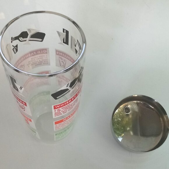 Mid-Century Cocktail Shaker Mixer By Hazel Atlas With 12 Recipes 1950's VTG 9" - Picture 5 of 14